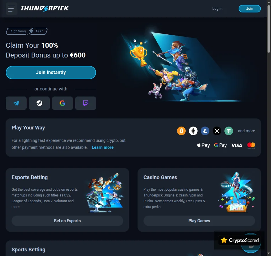 Thunderpick website preview
