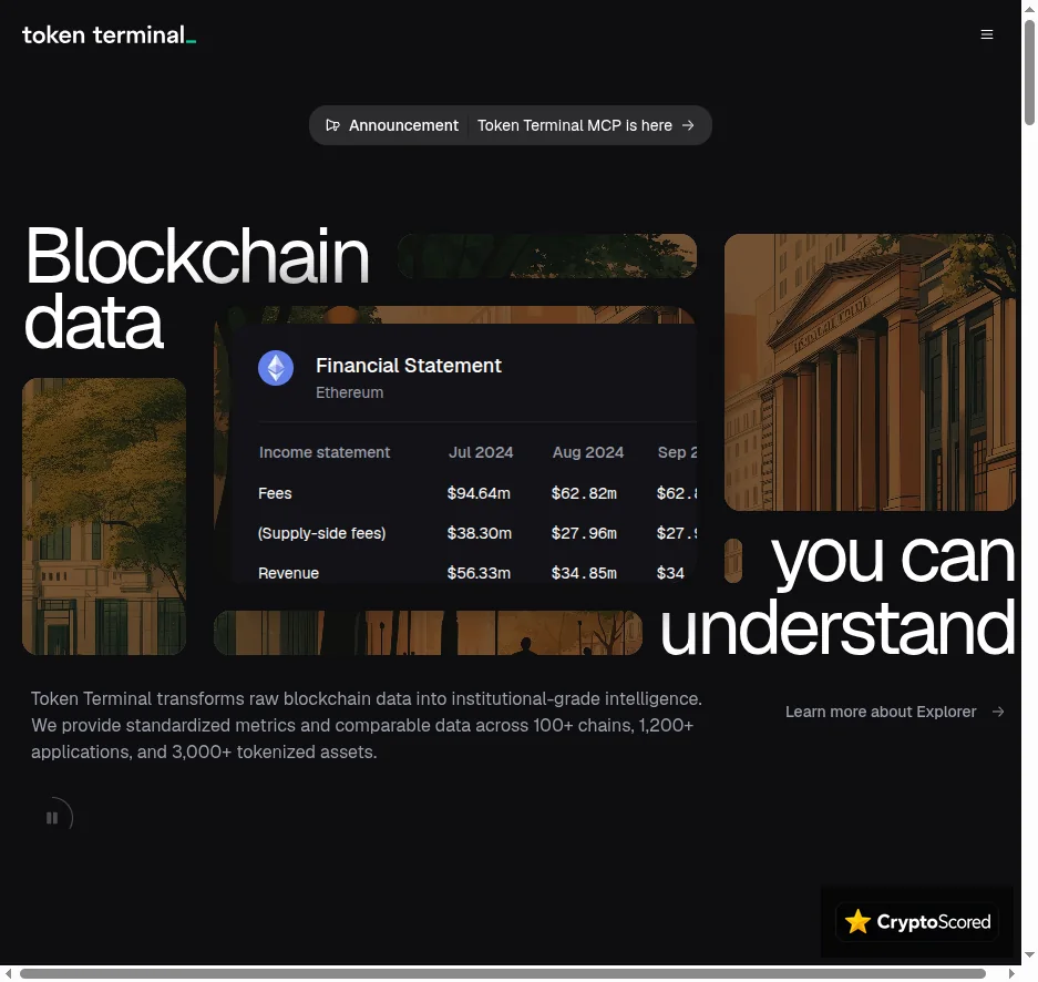 Token Terminal website preview