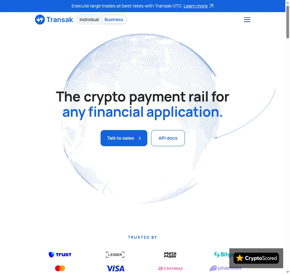 Transak website preview
