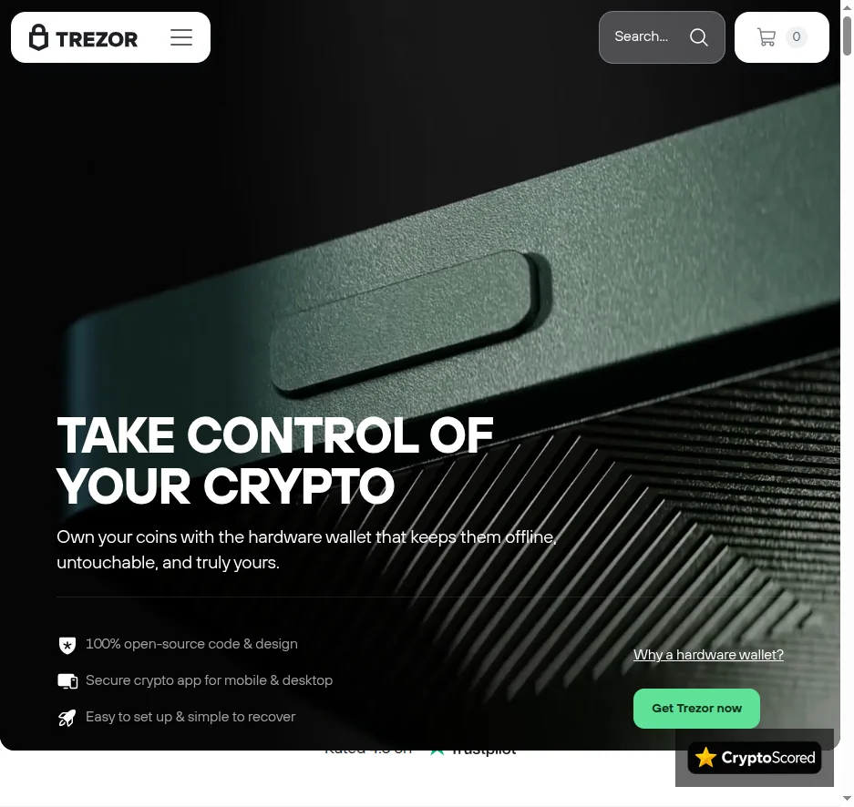 Trezor website preview