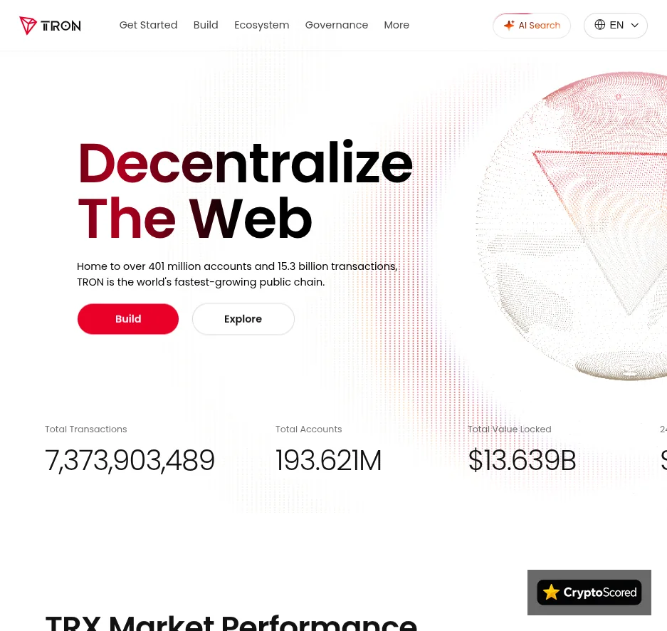 Tron website preview