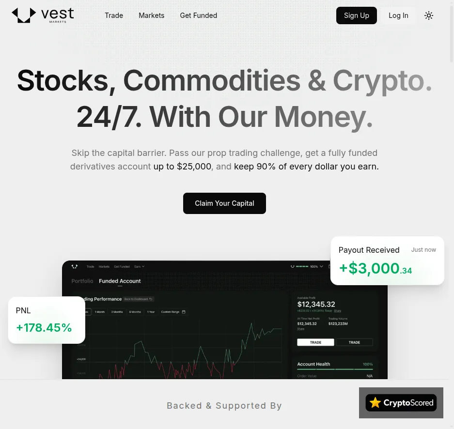 Vest Exchange website preview
