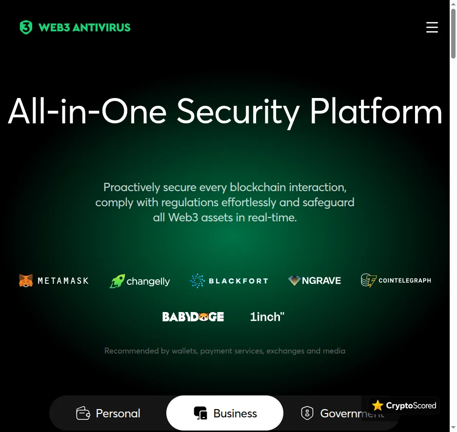 Web3 Antivirus website preview
