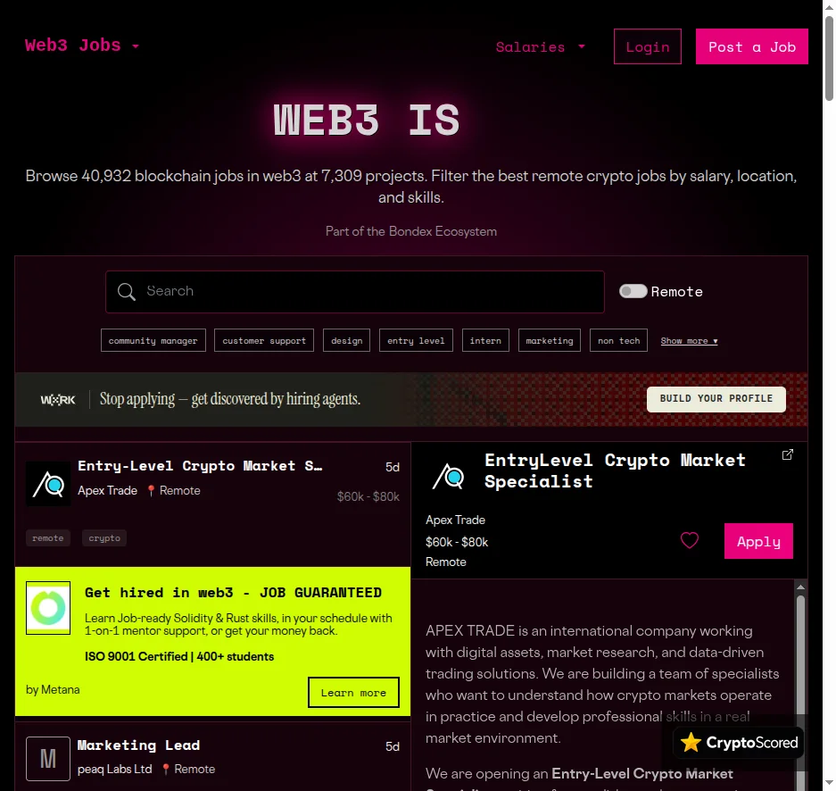 Web3.career website preview