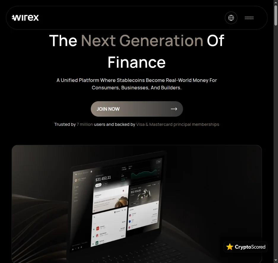 Wirex website preview