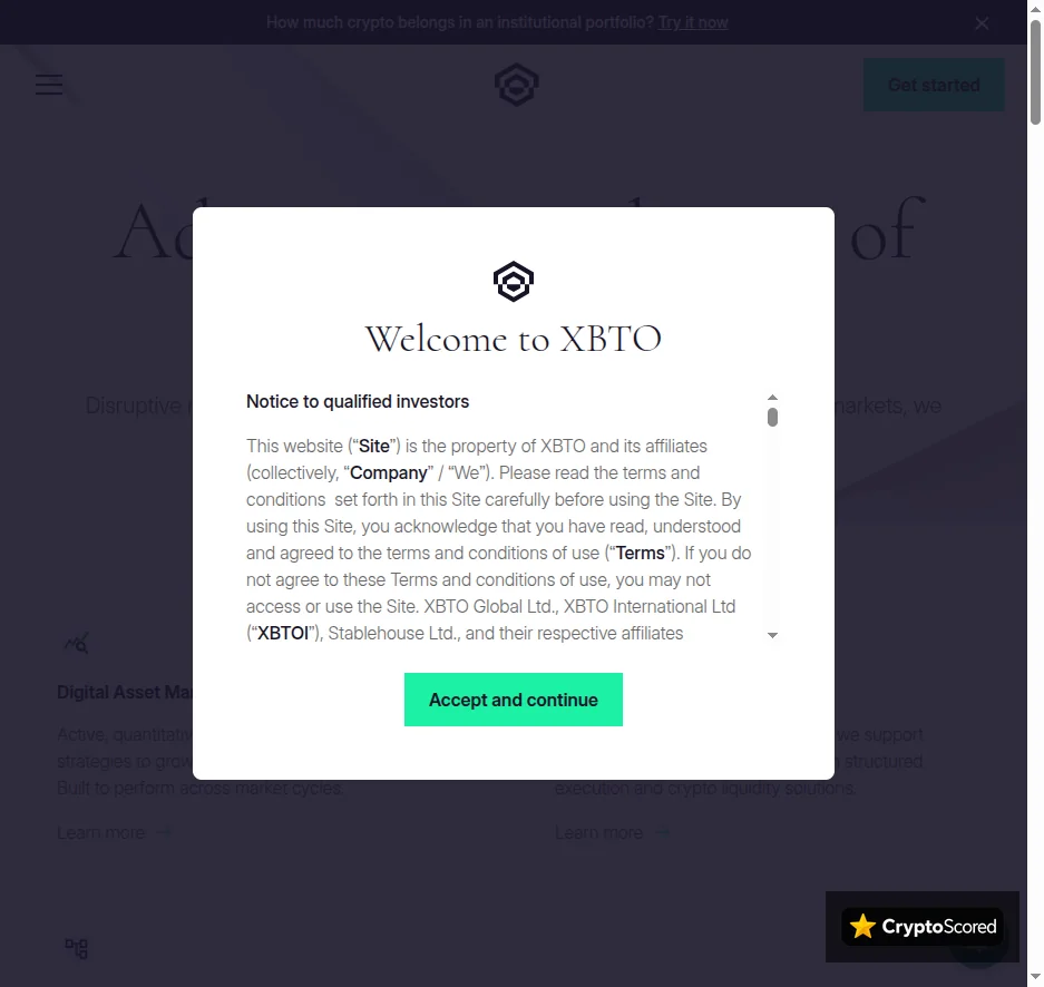 XBTO website preview