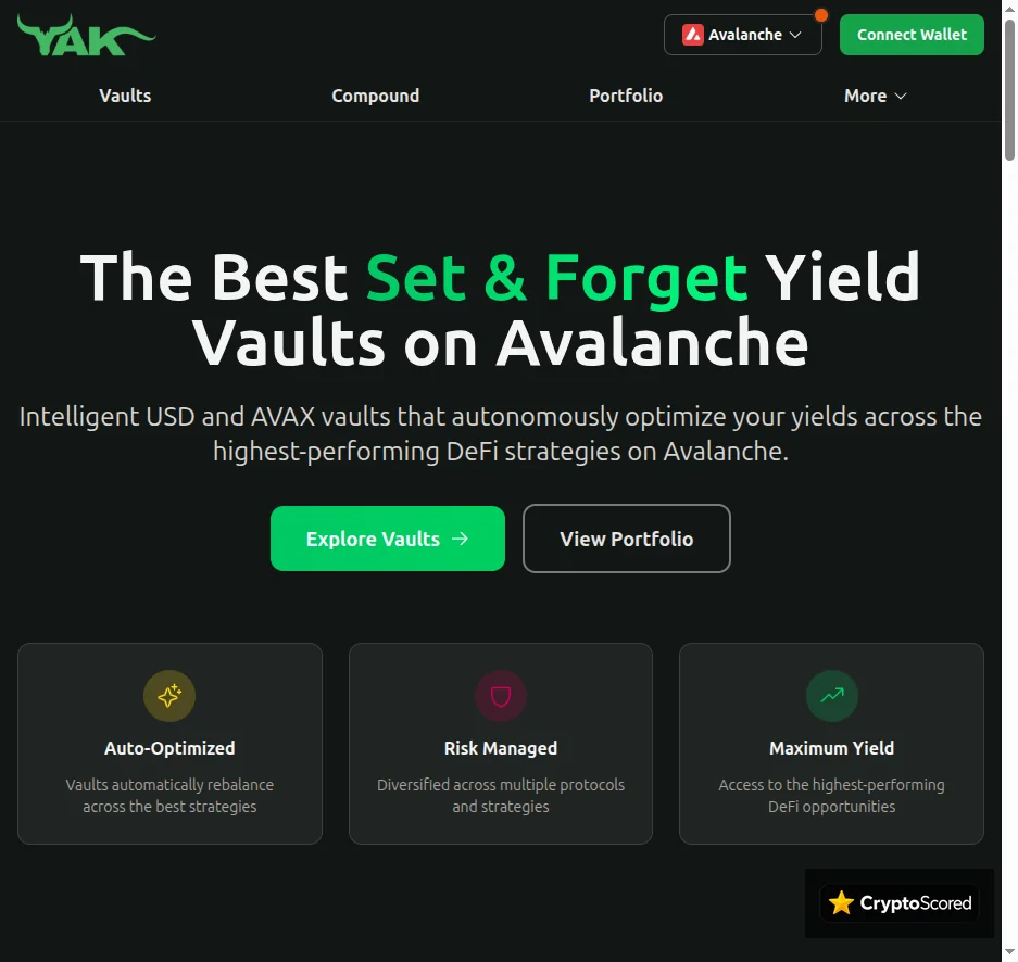 Yield Yak Aggregator website preview