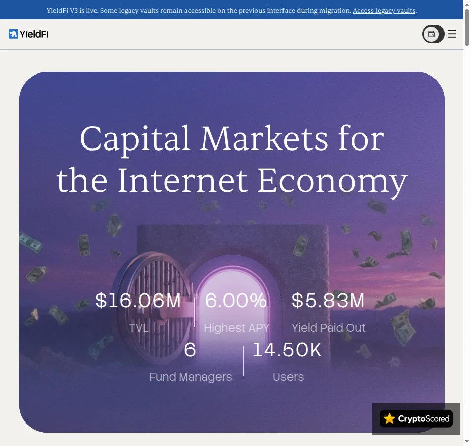 YieldFi website preview