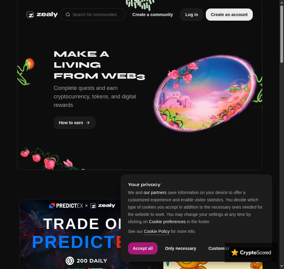 Zealy website preview