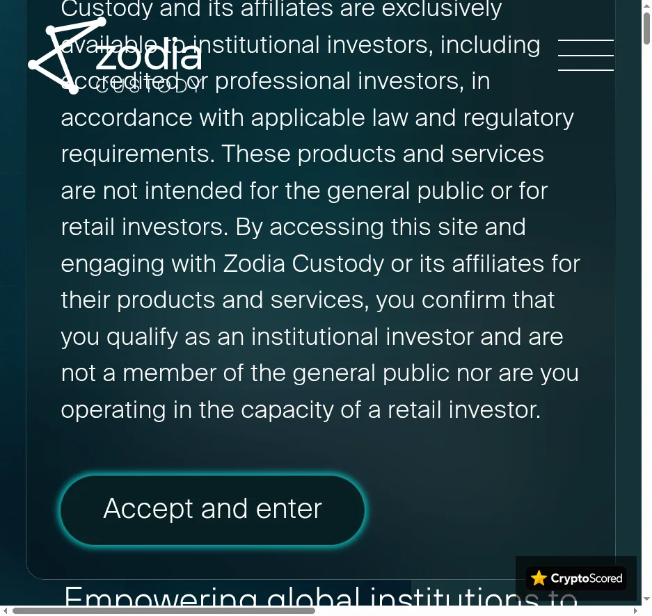 Zodia Custody website preview