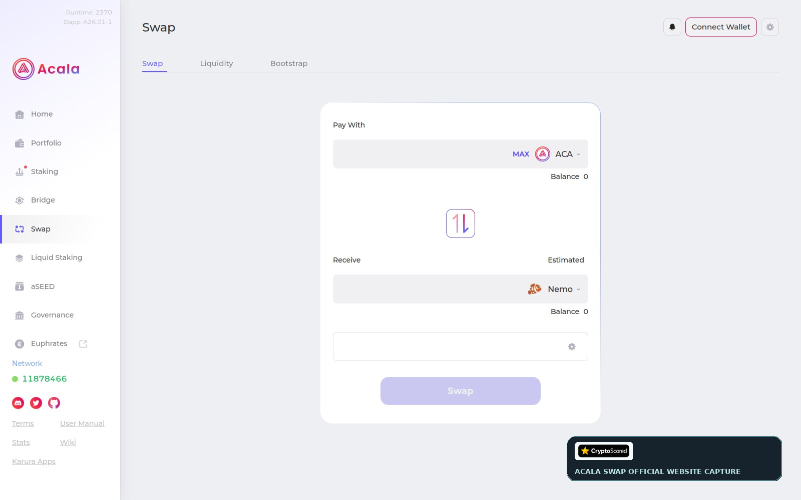 Acala Swap website preview