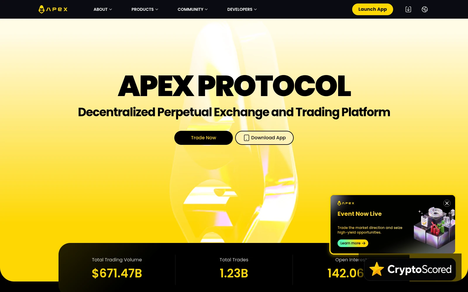 ApeX Protocol website preview