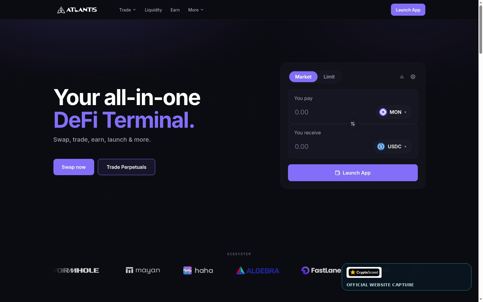 Atlantis DEX website preview
