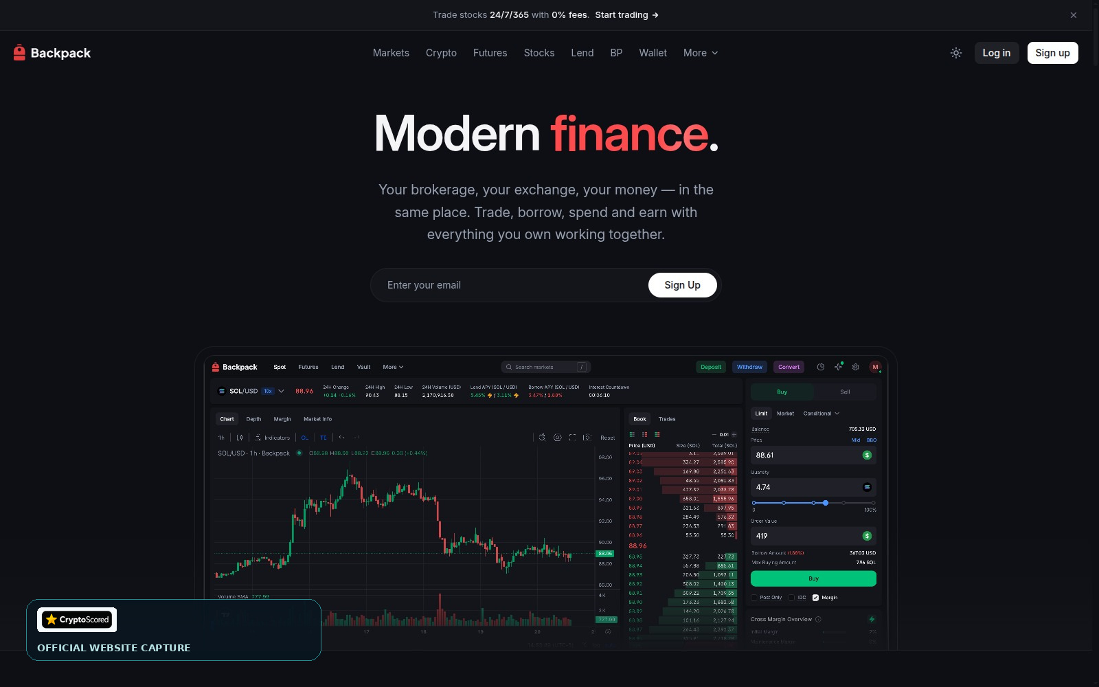 Backpack Exchange website preview