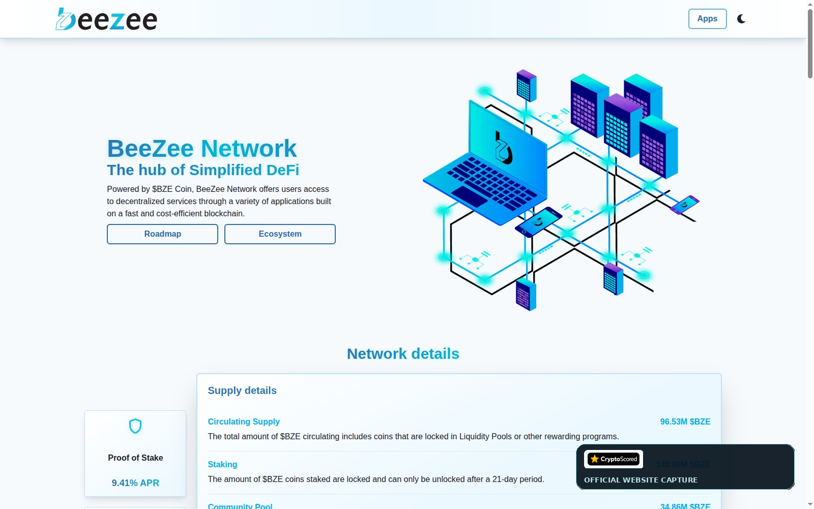 BeeZee DEX website preview