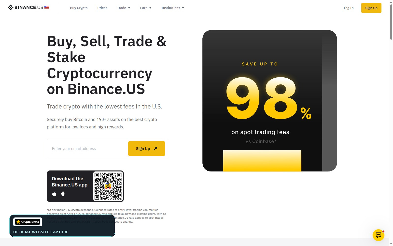 Binance.US website preview