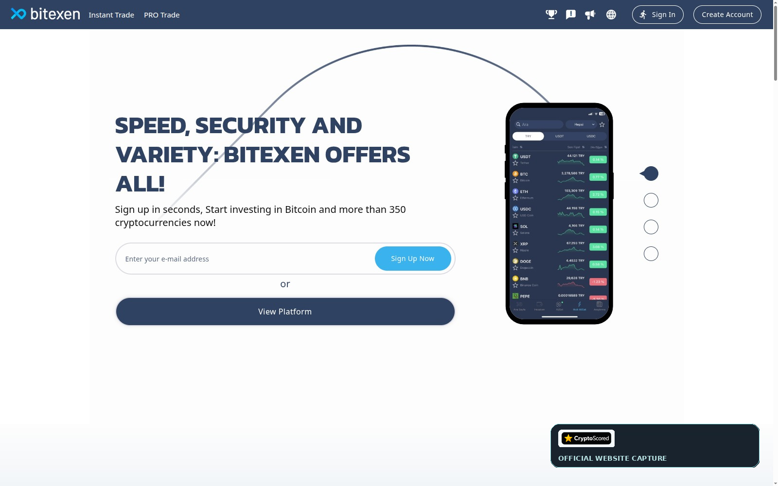 Bitexen website preview