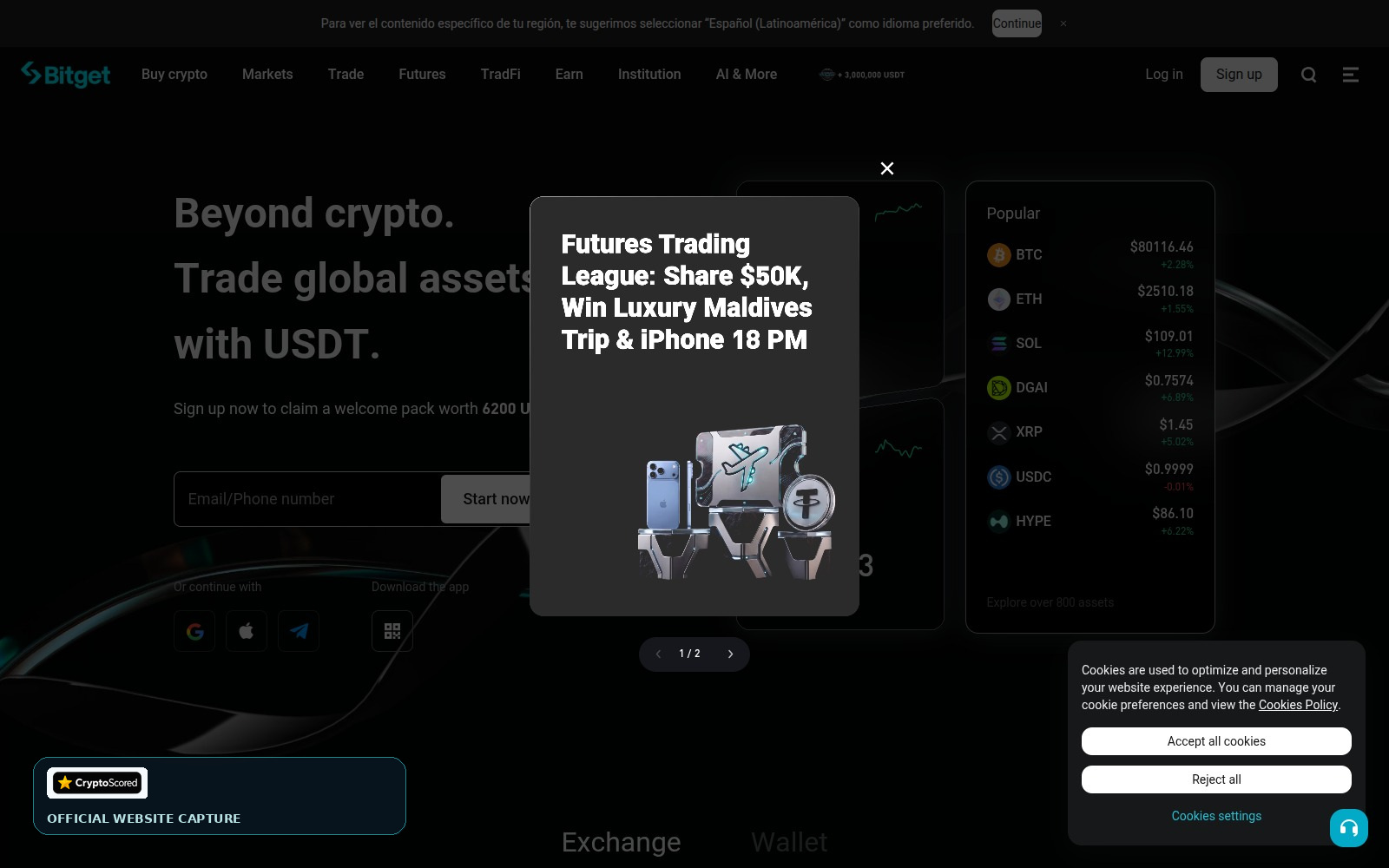 Bitget website preview