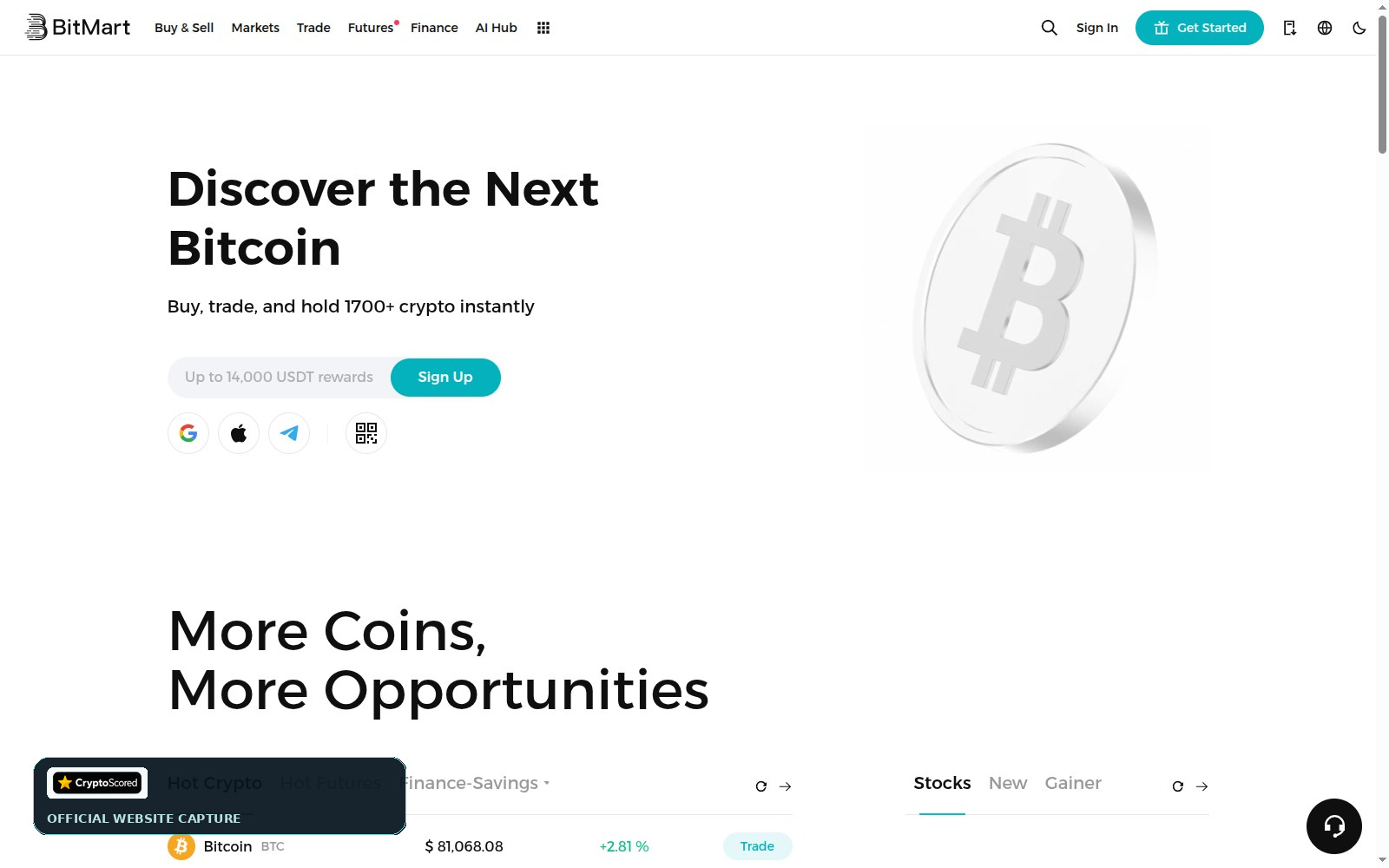 BitMart website preview