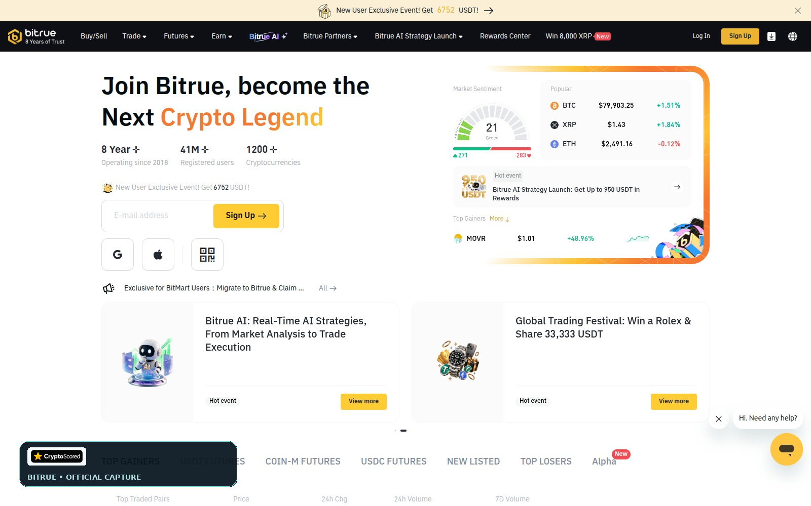 Bitrue website preview