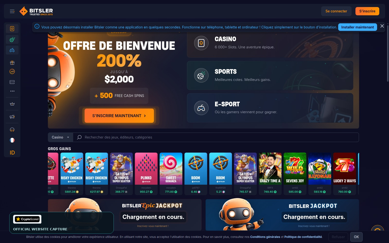 Bitsler website preview