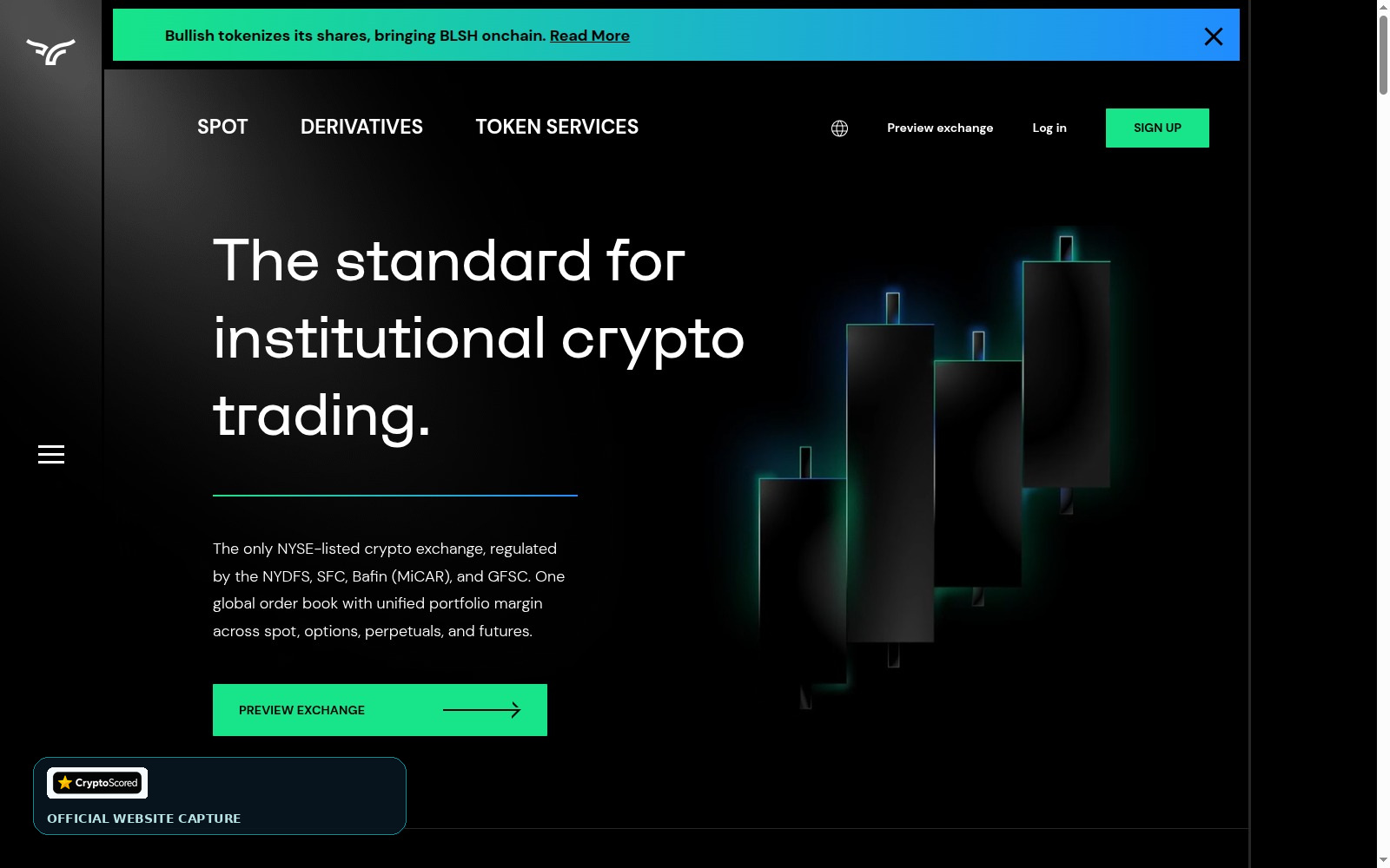 Bullish Exchange website preview
