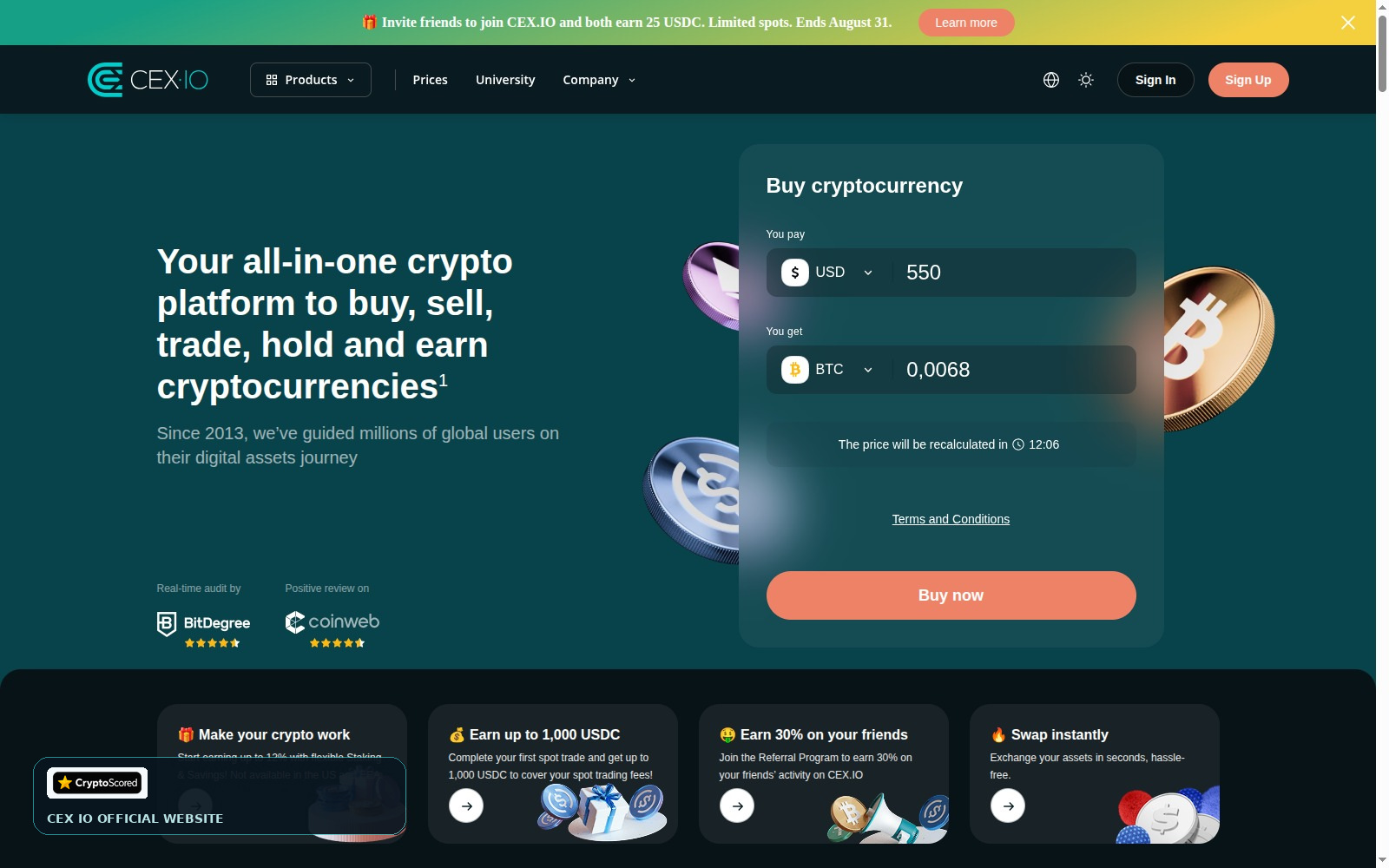 CEX.IO website preview