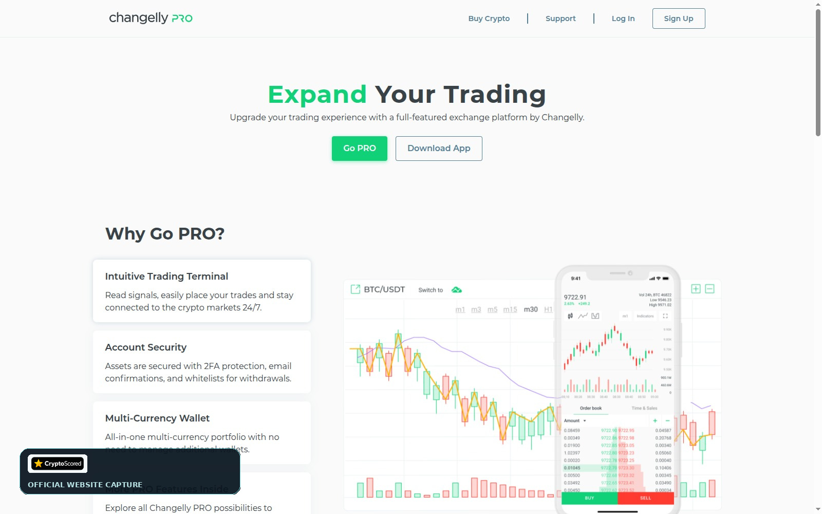 Changelly PRO website preview