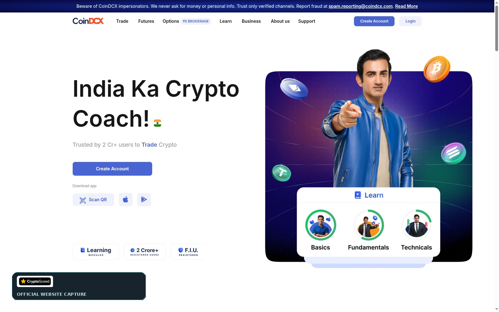 CoinDCX website preview