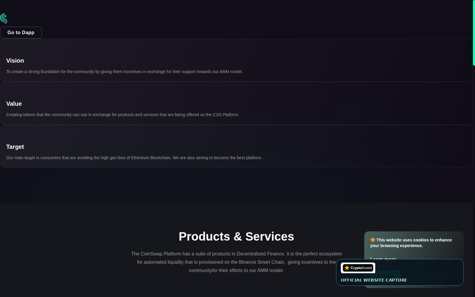 CoinSwap website preview