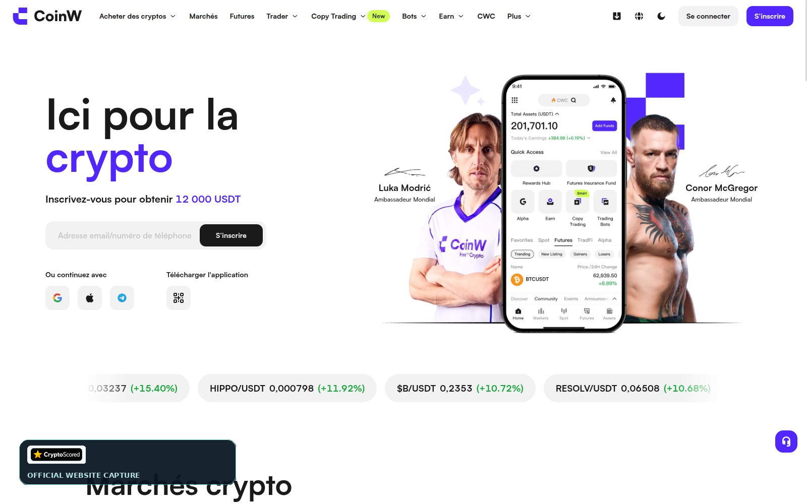 CoinW website preview