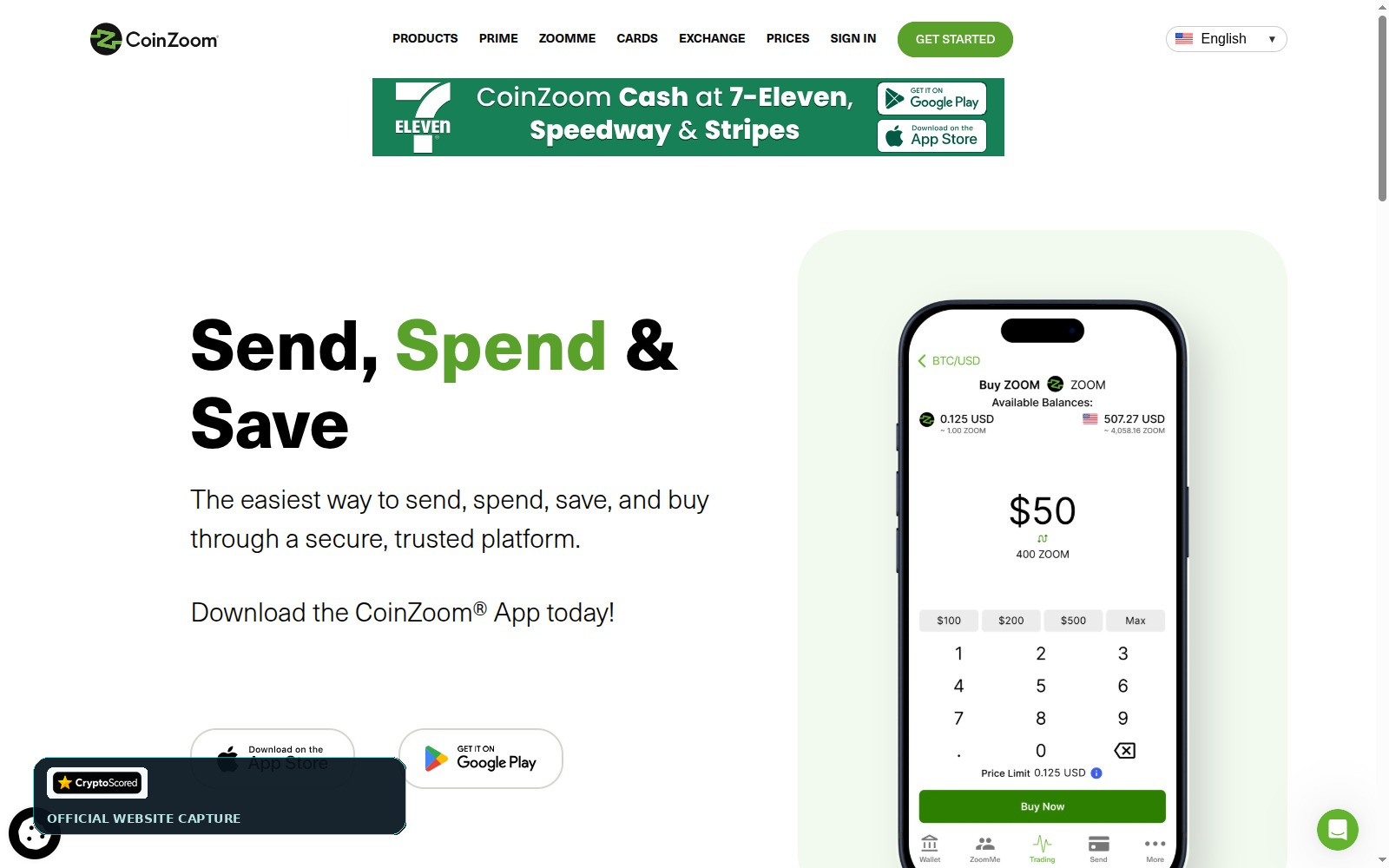 CoinZoom website preview