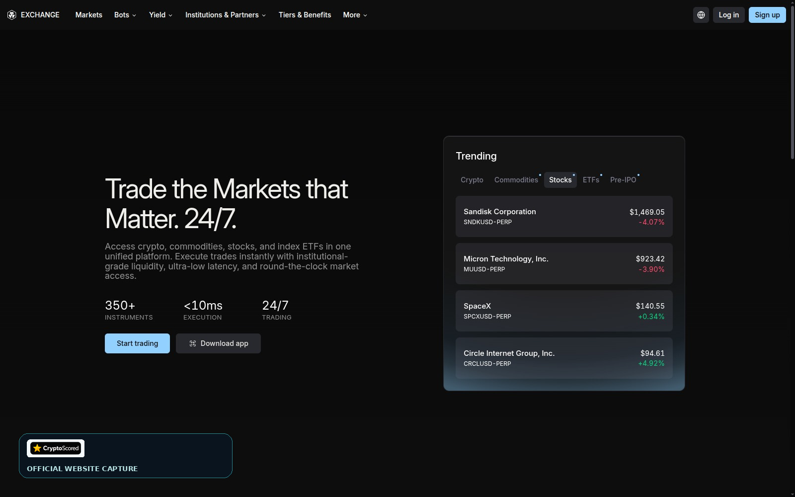 Crypto.com Exchange website preview