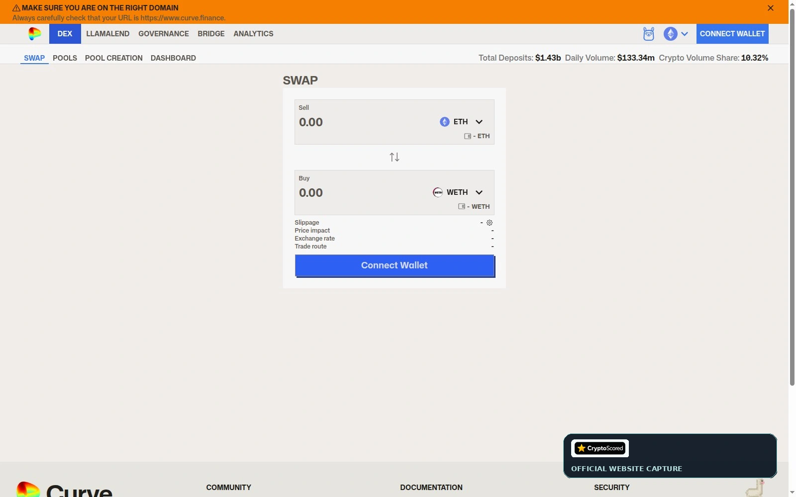 Curve Finance website preview