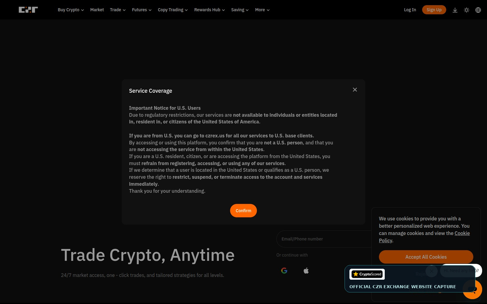 CZR Exchange website preview