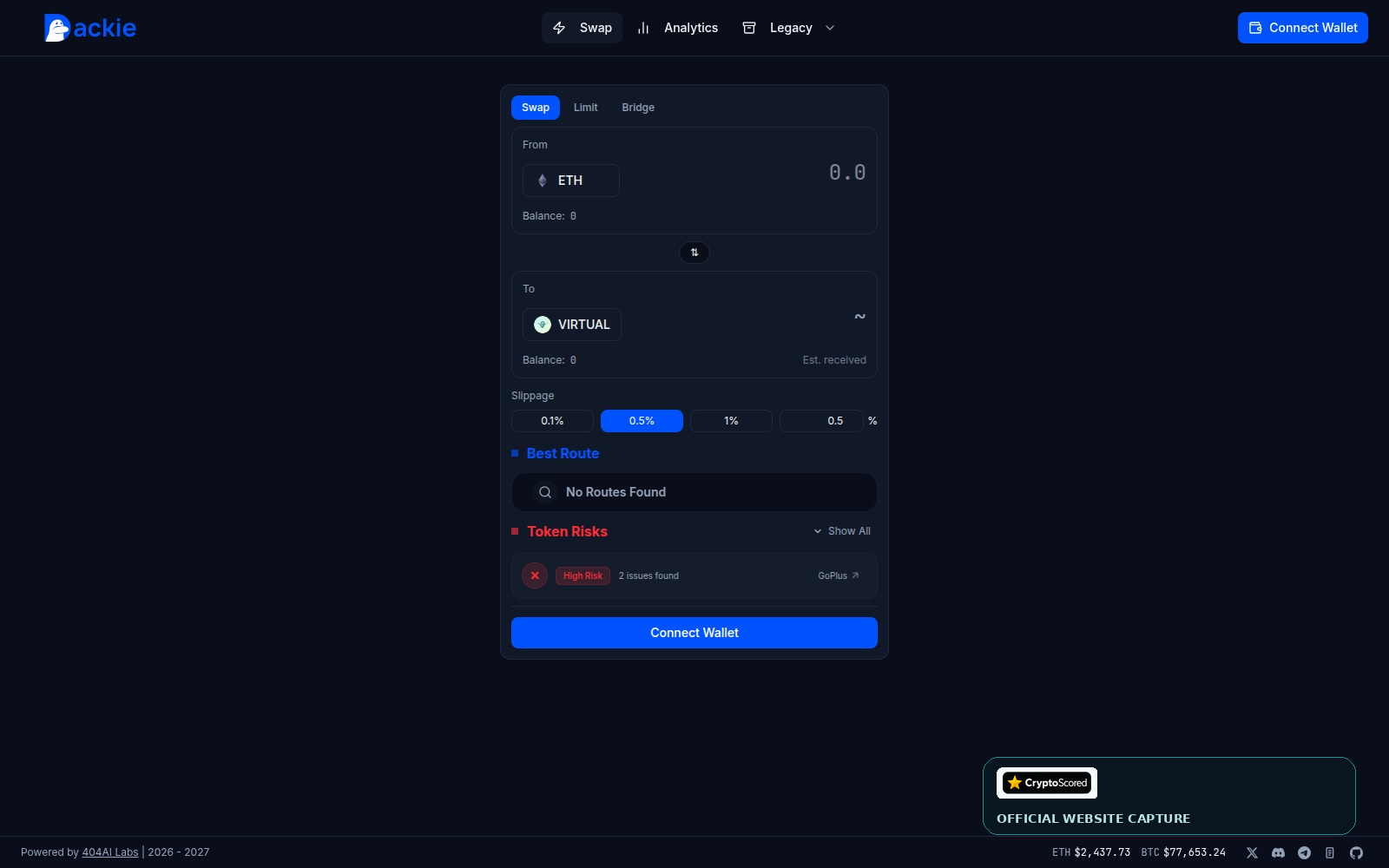 DackieSwap website preview