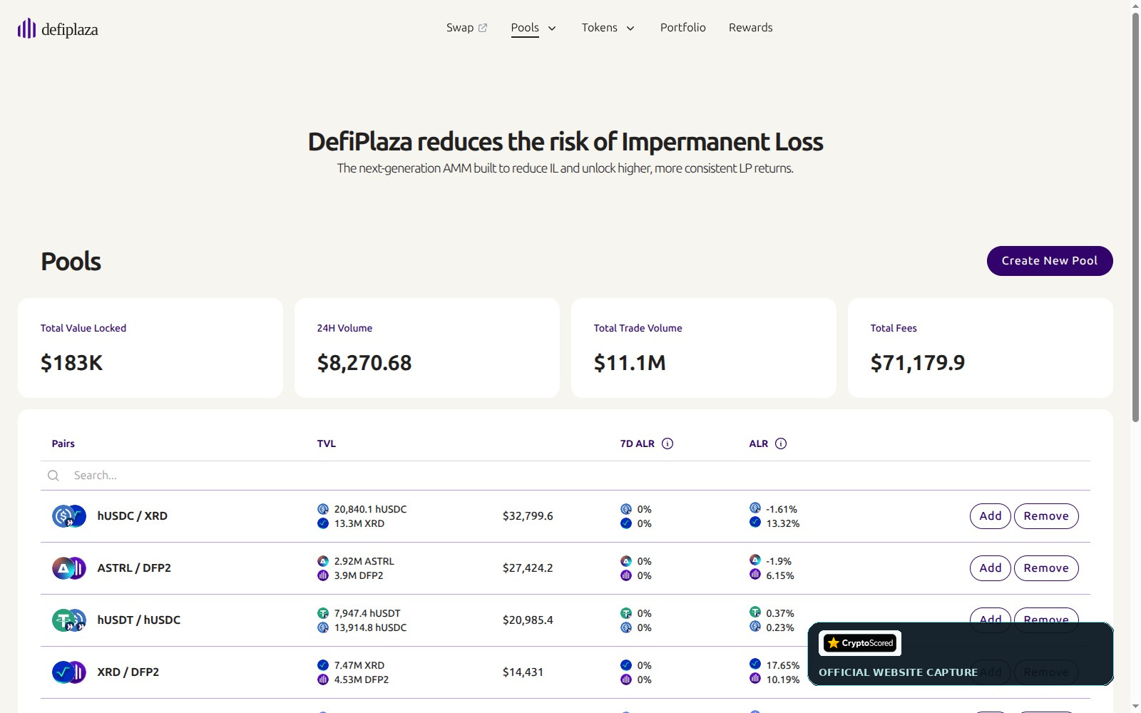 DefiPlaza website preview