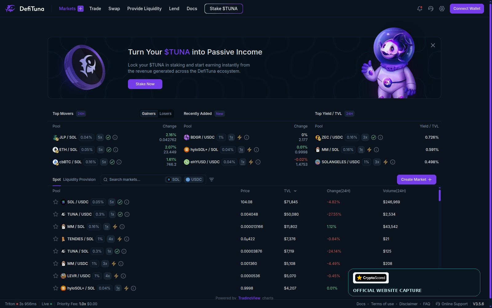 DefiTuna website preview