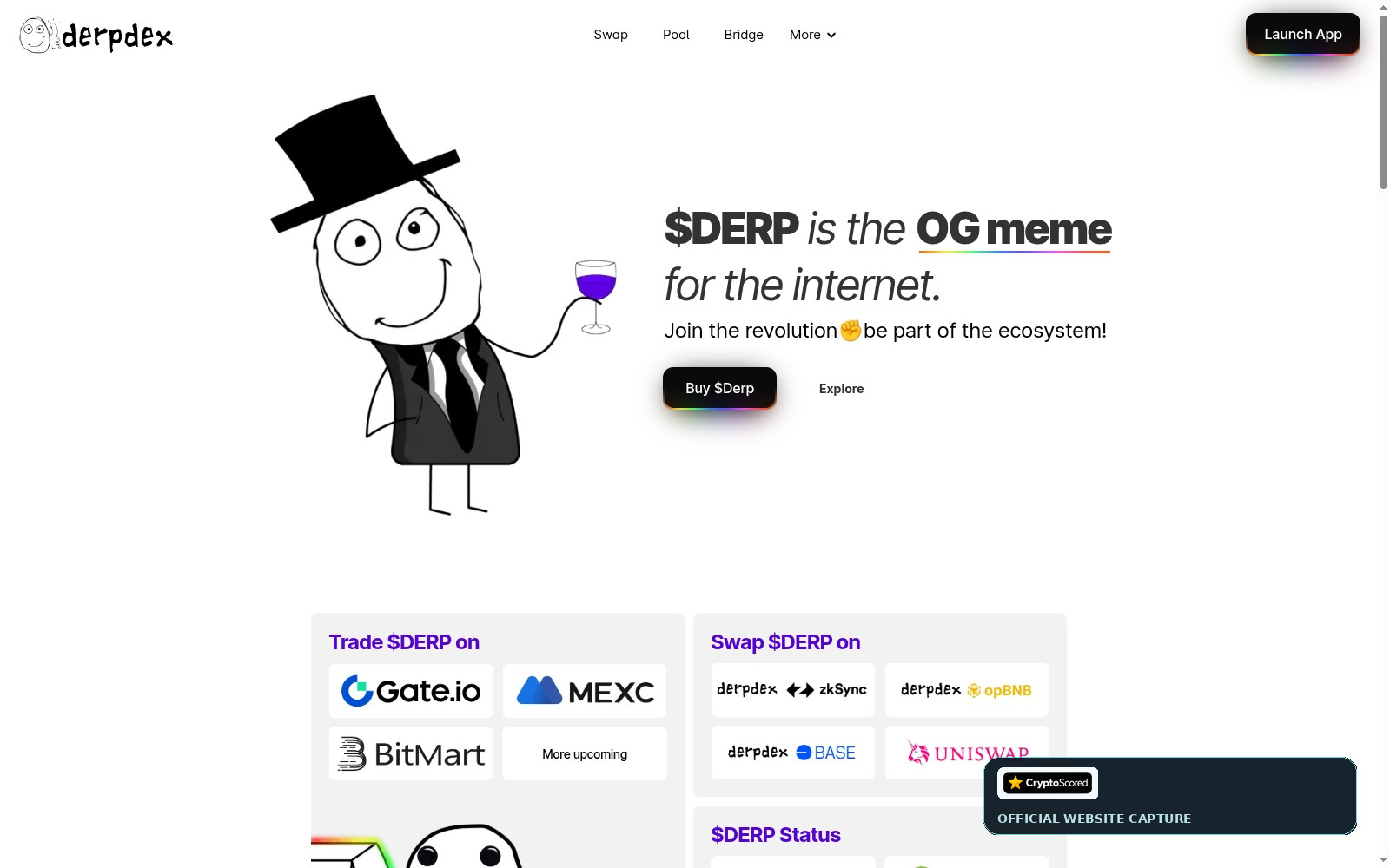 DerpDEX website preview