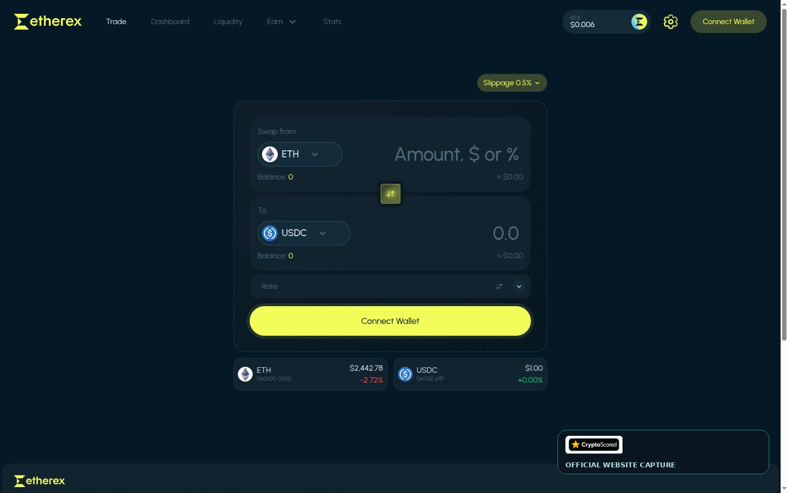 Etherex website preview