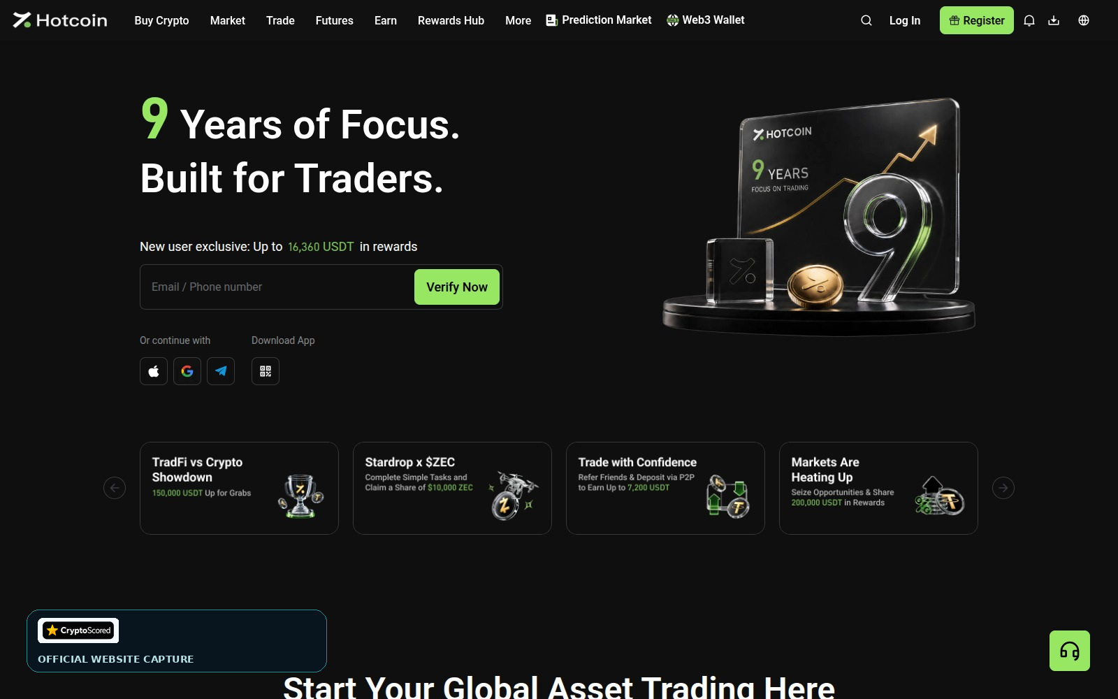 Hotcoin website preview