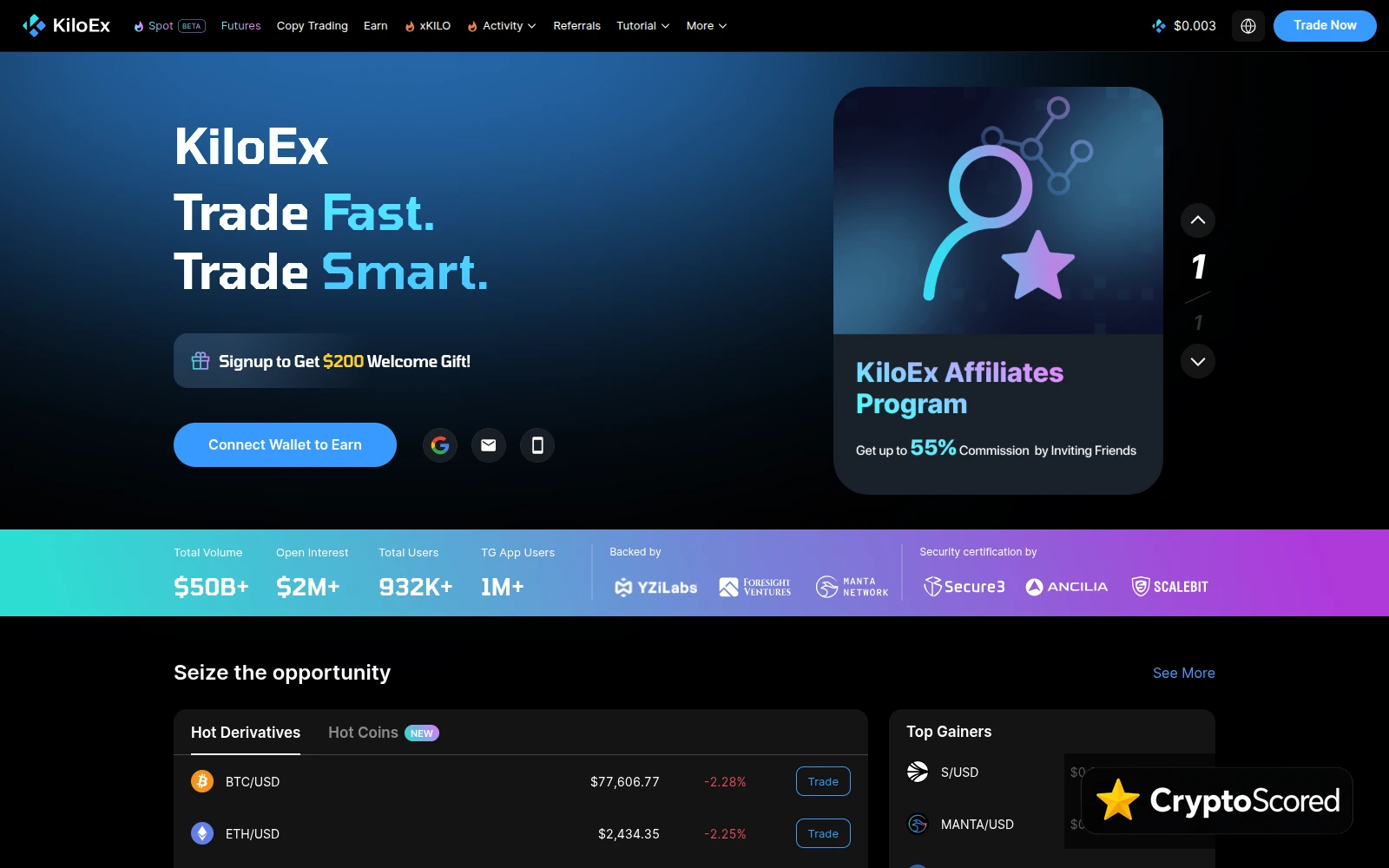 KiloEx website preview