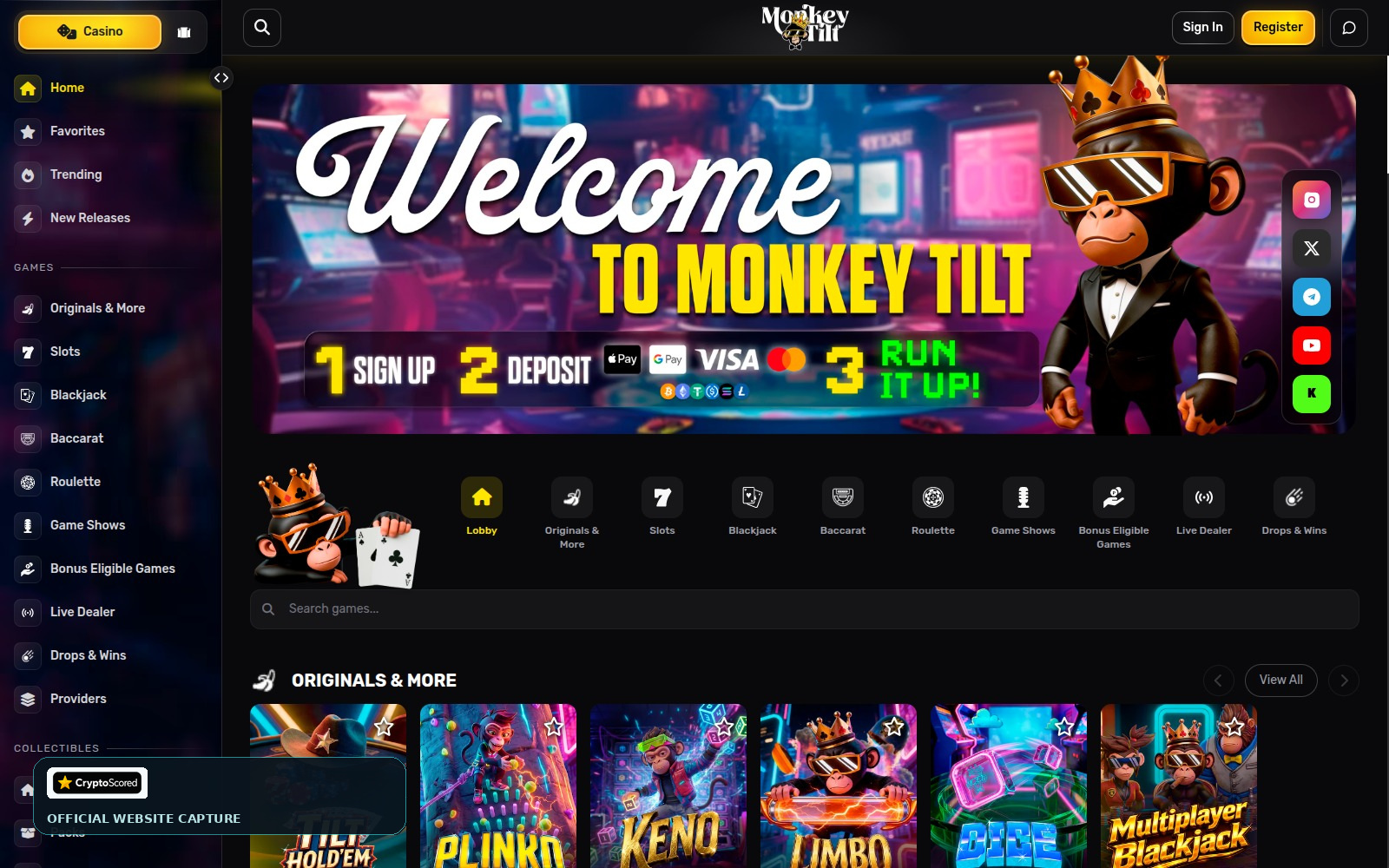 Monkey Tilt website preview