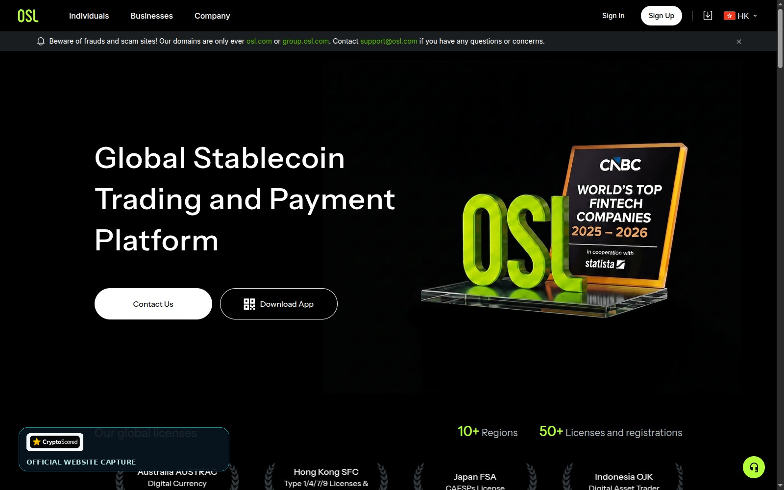 OSL Exchange website preview