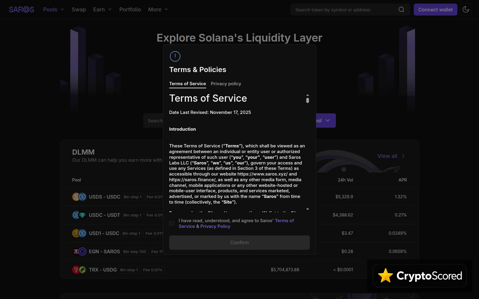Saros website preview