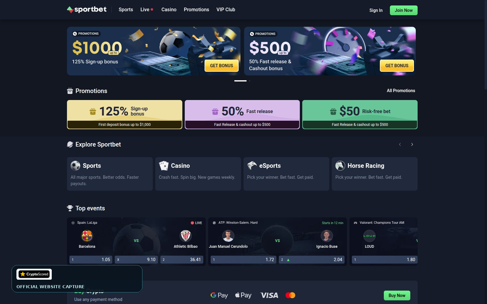Sportbet website preview
