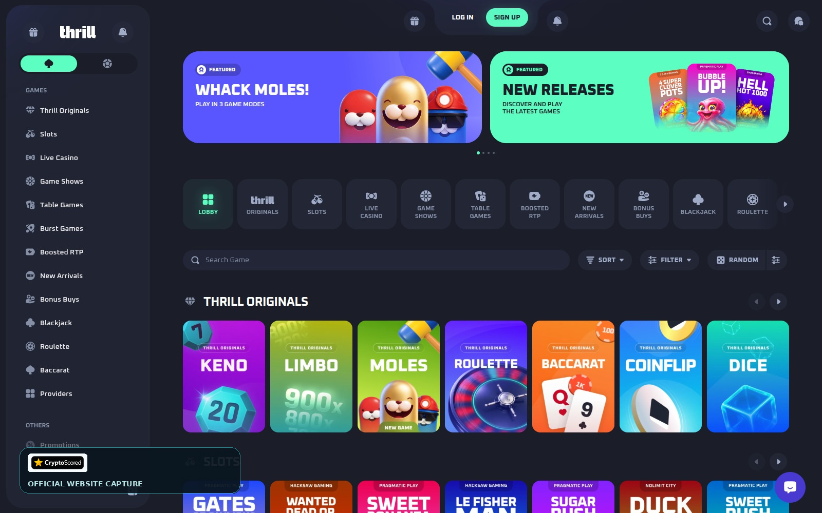 Thrill website preview