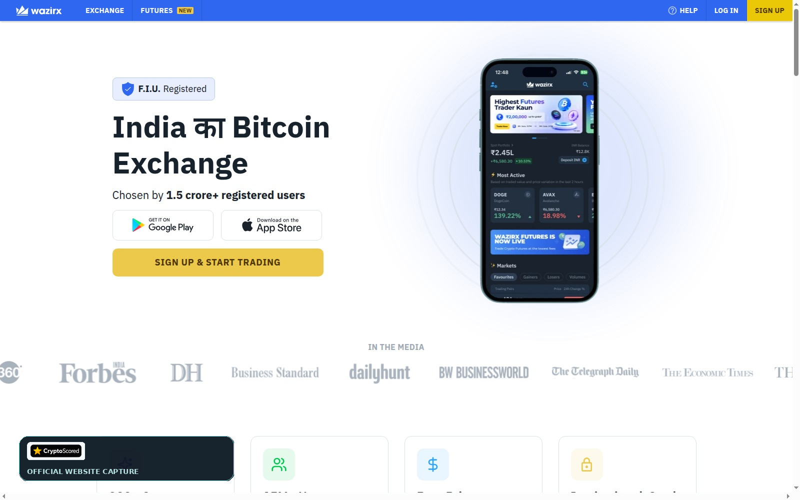 WazirX website preview
